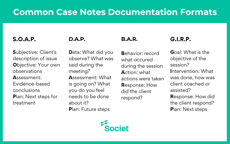case notes examples documentation formats Case notes Examples Documentation formats